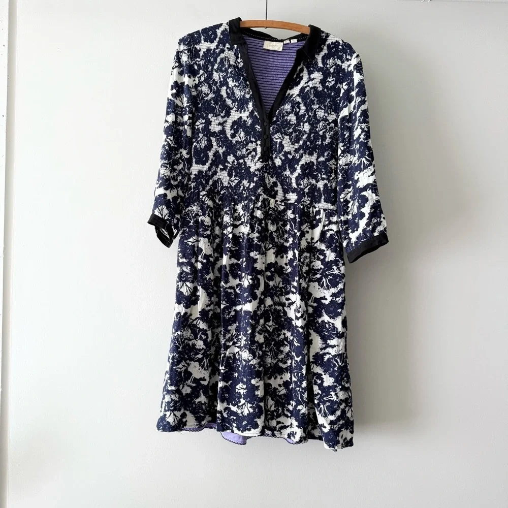 Anthropologie Sketchbook Shirt Dress size 6 P petite Edme & Esyllte navy white S